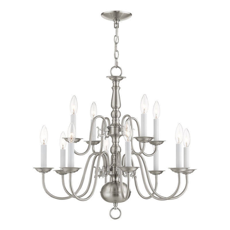 Livex Lighting Williamsburgh 12 Light Brushed Nickel Chandelier