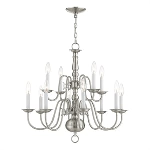 Livex Lighting Williamsburgh 12 Light Brushed Nickel Chandelier