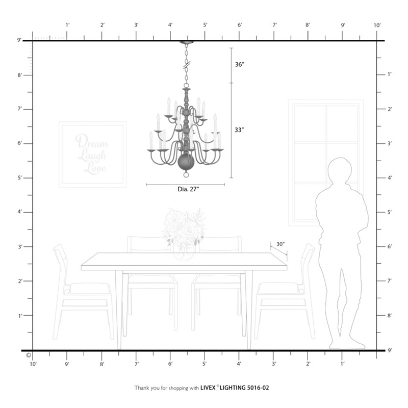 Livex Lighting Williamsburgh Chandelier in Polished Brass