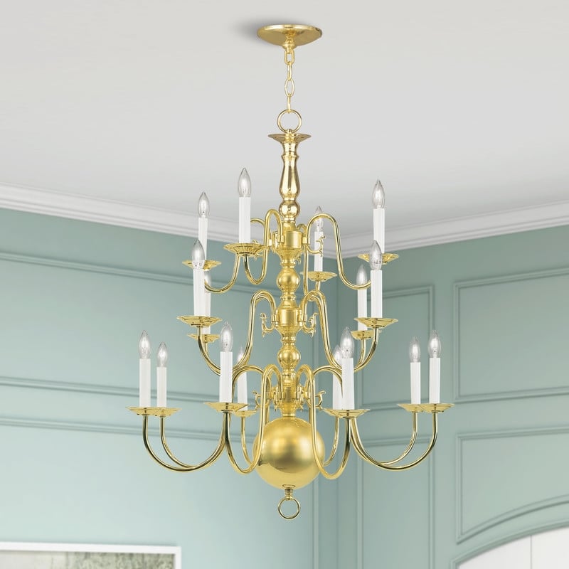 Livex Lighting Williamsburgh Chandelier in Polished Brass