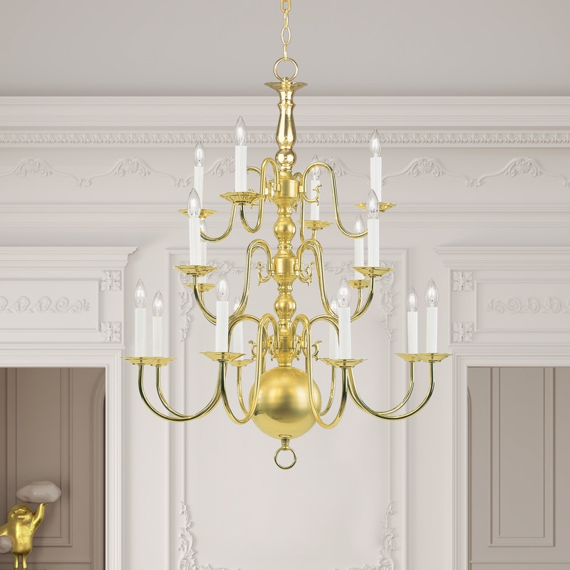 Livex Lighting Williamsburgh Chandelier in Polished Brass