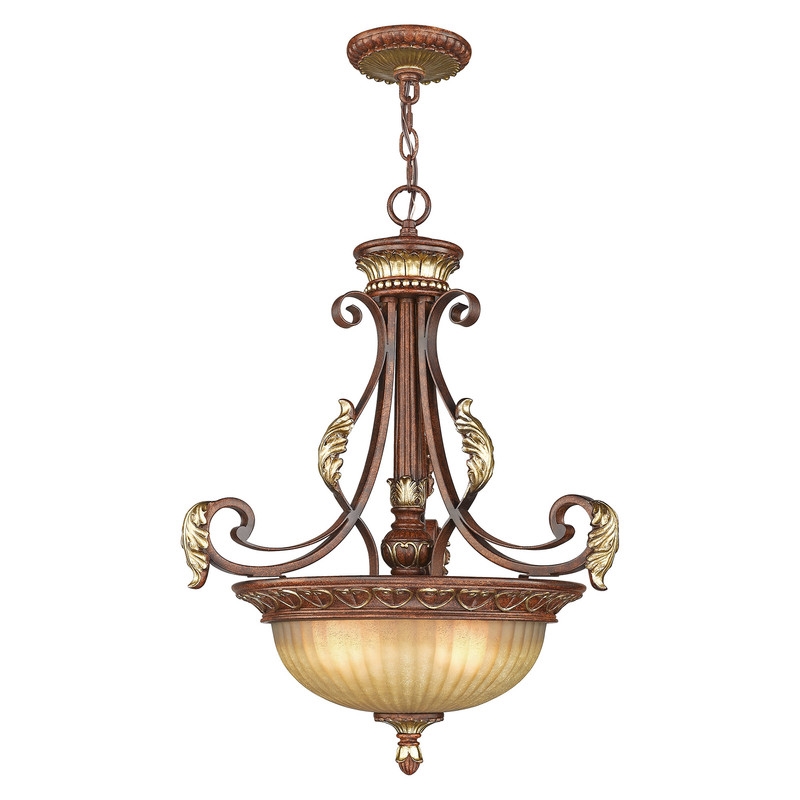 Livex Lighting Villa Verona Inverted Pendant in Bronze in Multi-Color