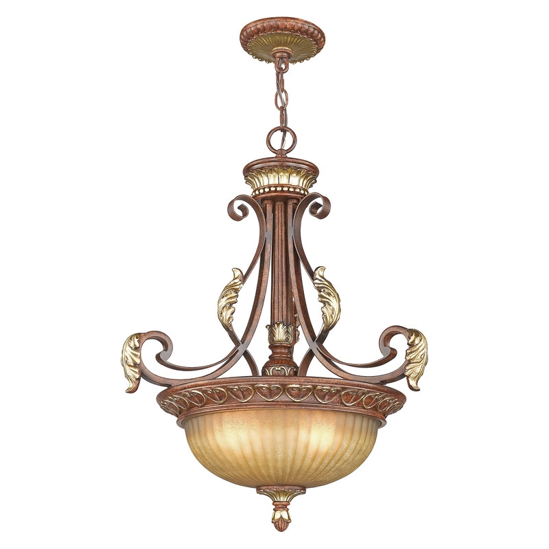 Livex Lighting Villa Verona Inverted Pendant in Bronze in Multi-Color
