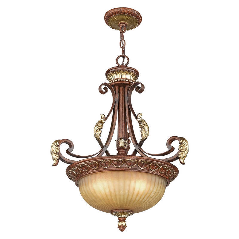 Livex Lighting Villa Verona Inverted Pendant in Bronze in Multi-Color