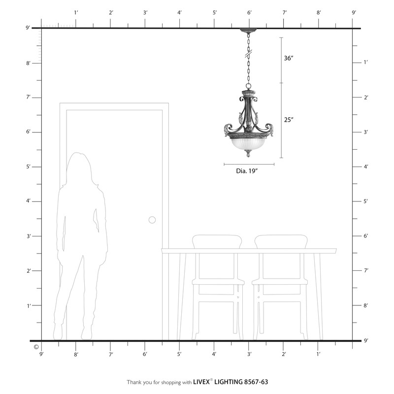 Livex Lighting Villa Verona Inverted Pendant in Bronze in Multi-Color