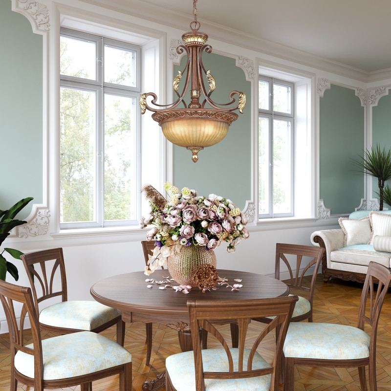 Livex Lighting Villa Verona Inverted Pendant in Bronze in Multi-Color