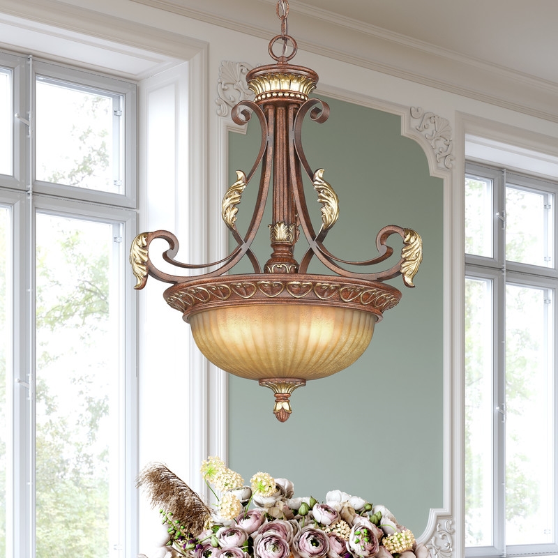 Livex Lighting Villa Verona Inverted Pendant in Bronze in Multi-Color