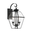 Livex Lighting Westover 2-Light Brass Outdoor Wall Lantern in Black