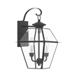 Livex Lighting Westover 2-Light Brass Outdoor Wall Lantern in Black