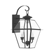 Livex Lighting Westover 2-Light Brass Outdoor Wall Lantern in Black