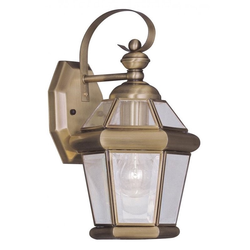 Livex Lighting Georgetown Outdoor Wall Lantern in Antique Brass
