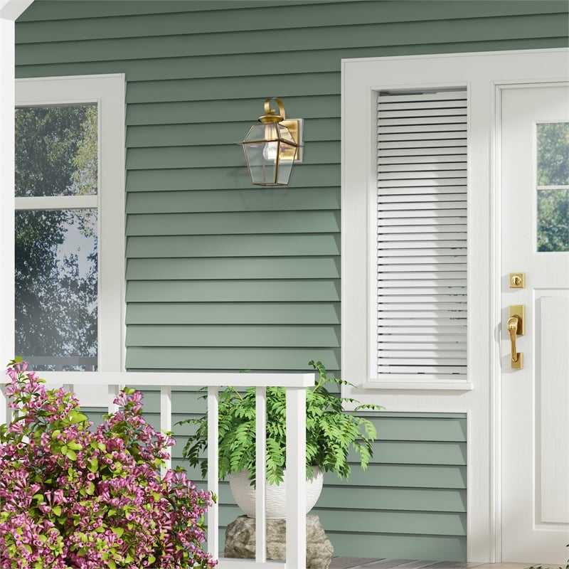 Livex Lighting Westover 1-Light Brass Outdoor Wall Lantern in Antique Brass