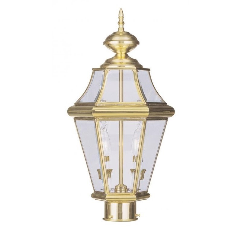 Livex Lighting Georgetown 2 Light Outdoor Post Head in Polished Brass