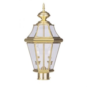Livex Lighting Georgetown 2 Light Outdoor Post Head in Polished Brass