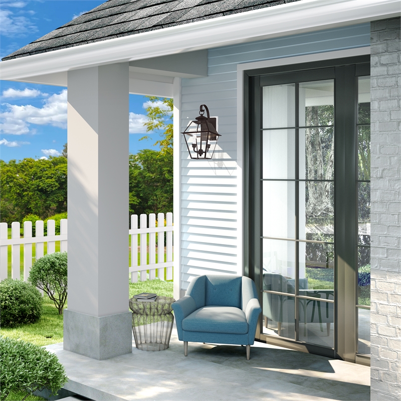 Livex Lighting Westover 2-Light Brass Outdoor Wall Lantern in Bronze