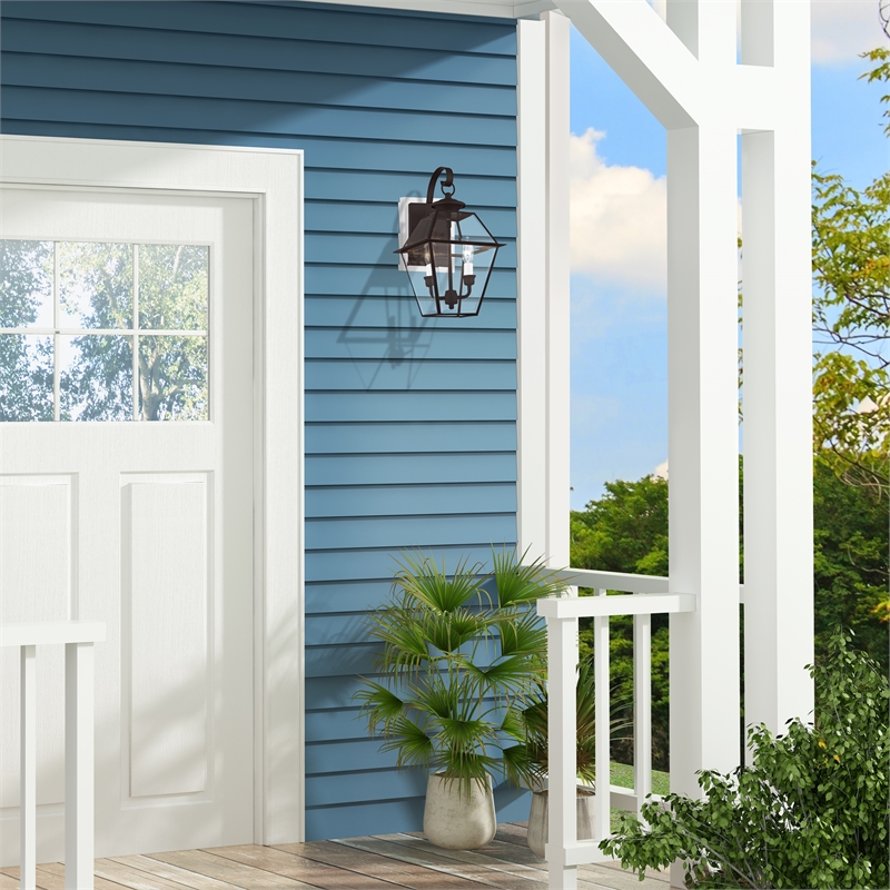 Livex Lighting Westover 2-Light Brass Outdoor Wall Lantern in Bronze