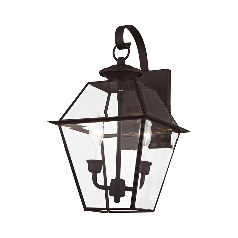 Livex Lighting Westover 2-Light Brass Outdoor Wall Lantern in Bronze