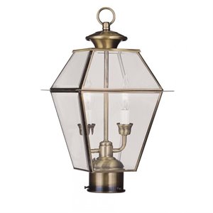 Livex Lighting Westover 2 Light Outdoor Post Head in Antique Brass