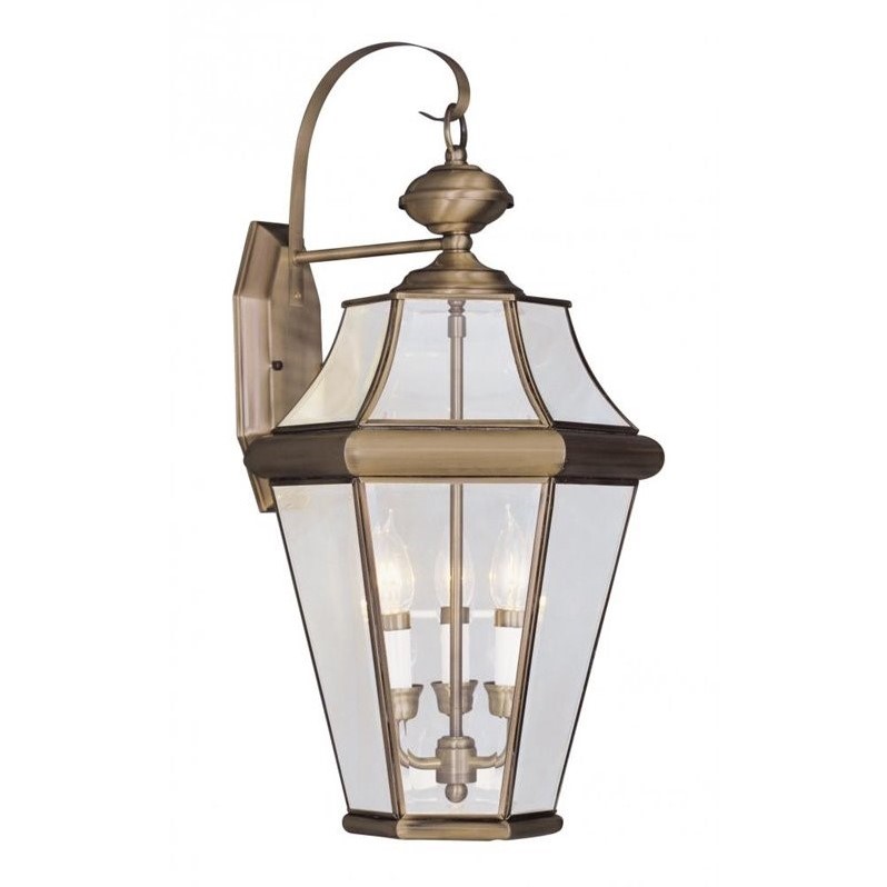 Livex Lighting Georgetown Outdoor Wall Lantern in Antique Brass
