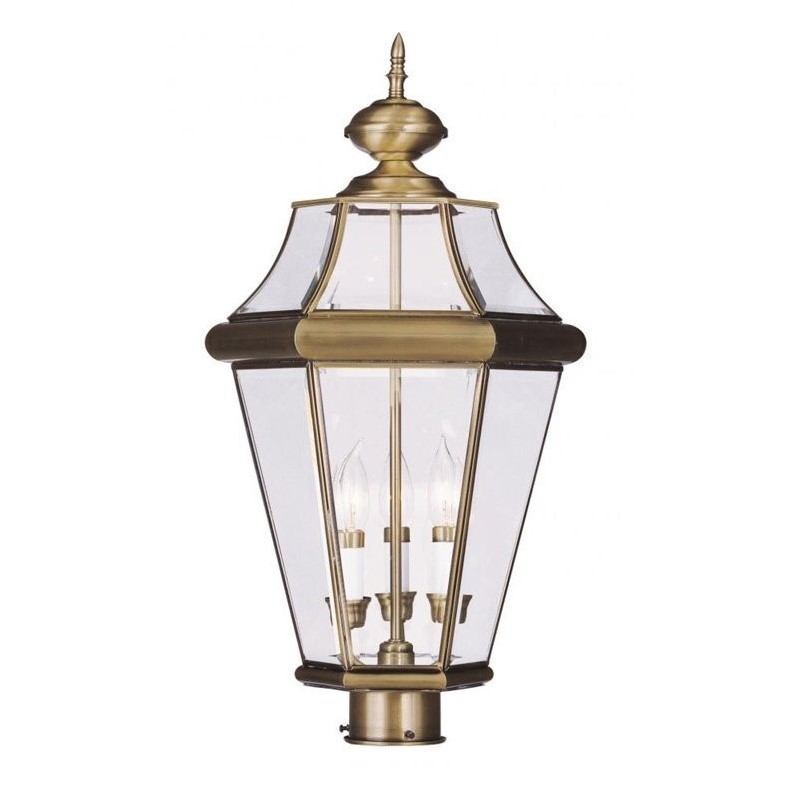 Livex Lighting Georgetown Outdoor Post Head in Antique Brass