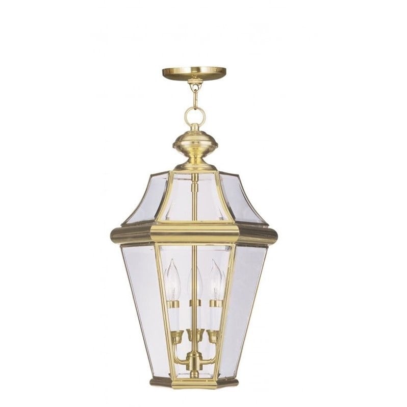 Livex Lighting Georgetown Outdoor Chain Hang in Polished Brass