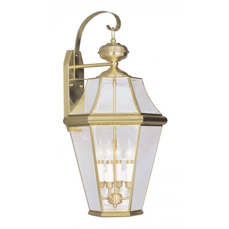 Livex Lighting Georgetown Outdoor Wall Lantern in Polished Brass
