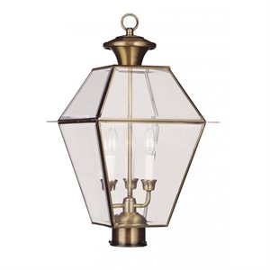 Livex Lighting Westover Outdoor Post Head in Antique Brass
