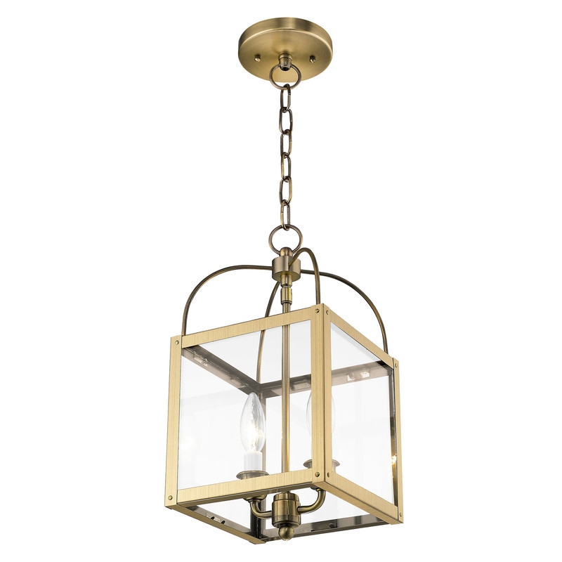 Livex Lighting Milford 2 Light Antique Brass Chain Hang/Ceiling Mount
