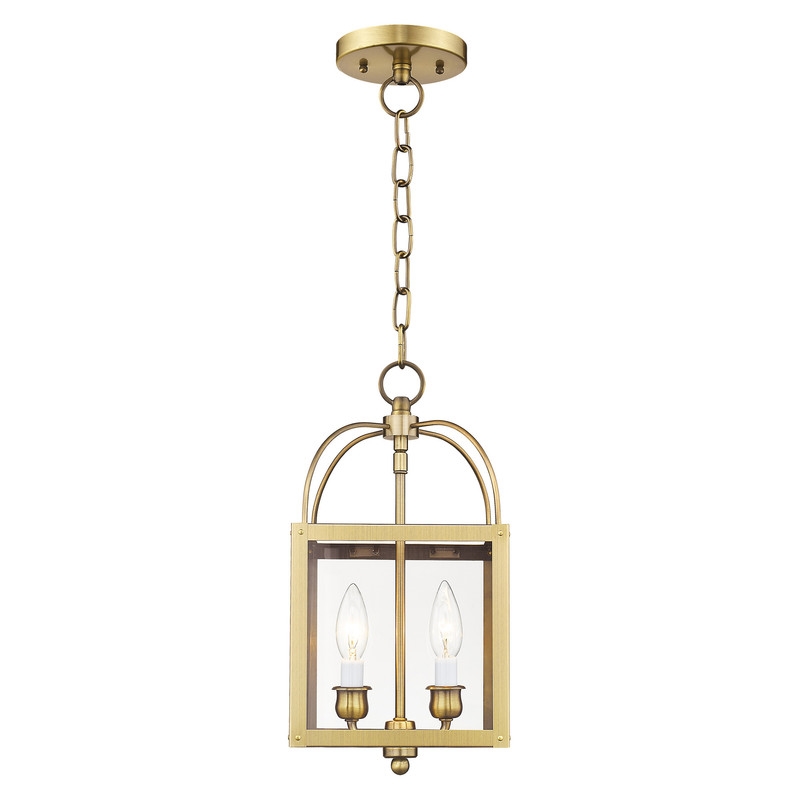 Livex Lighting Milford 2 Light Antique Brass Chain Hang/Ceiling Mount