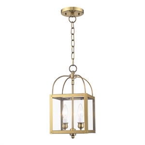 Livex Lighting Milford 2 Light Antique Brass Chain Hang/Ceiling Mount