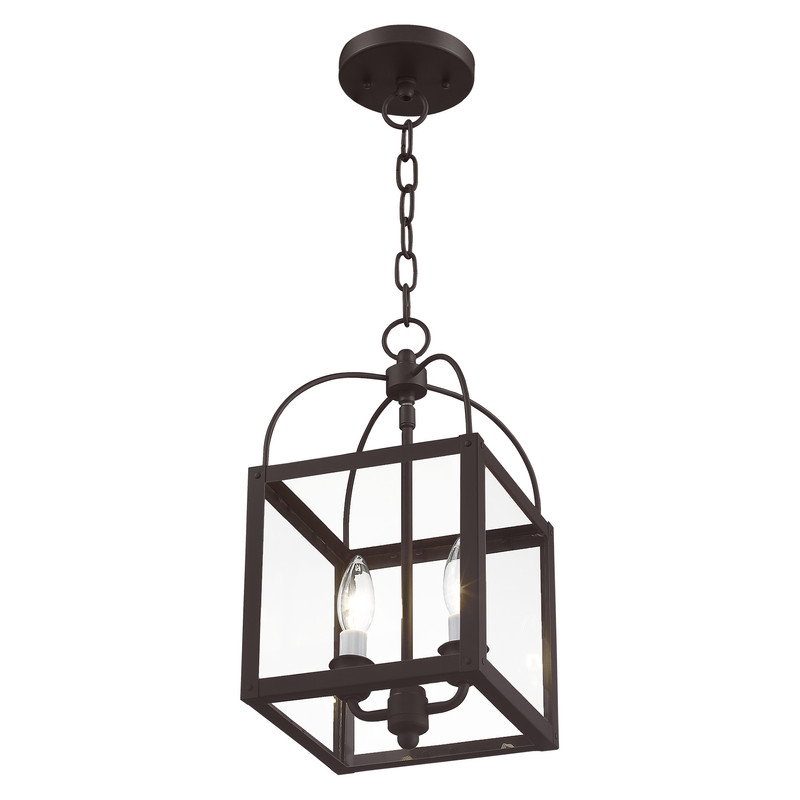 Livex Lighting Milford 2 Light Bronze Chain Hang/Ceiling Mount
