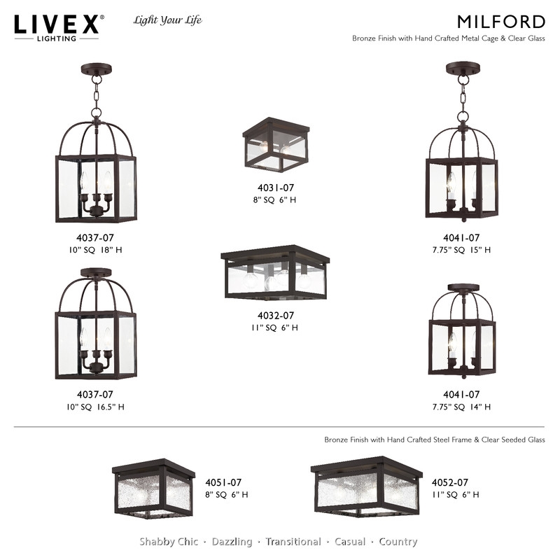 Livex Lighting Milford 2 Light Bronze Chain Hang/Ceiling Mount
