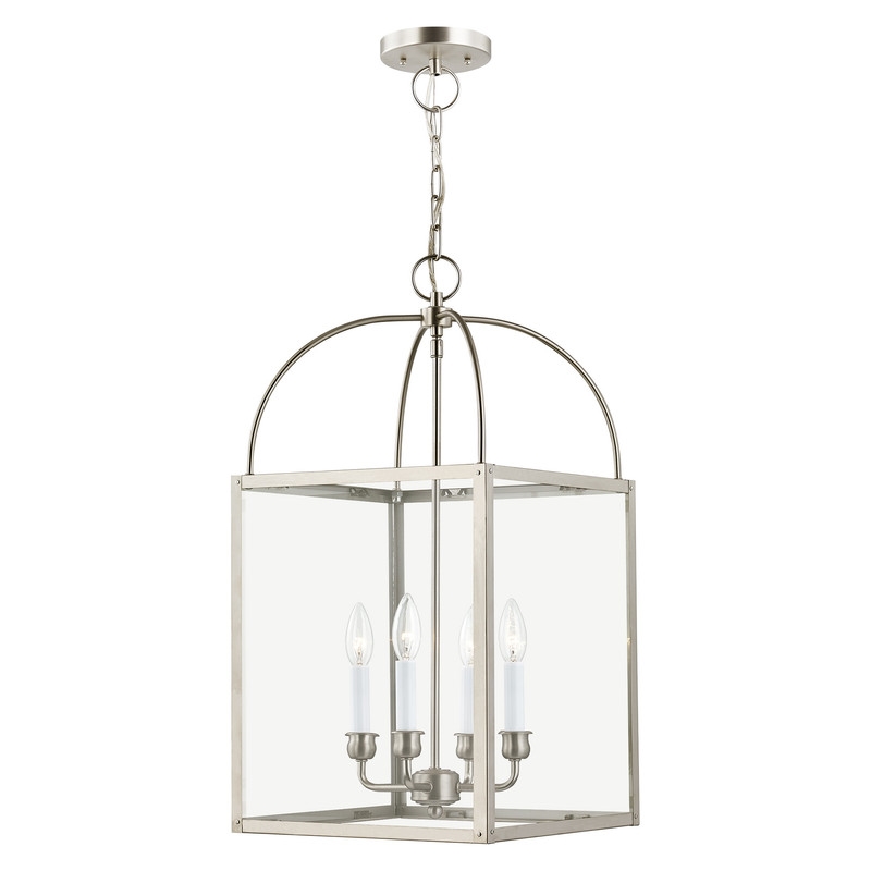 Livex Lighting Milford 4 Light Brushed Nickel Chain Lantern