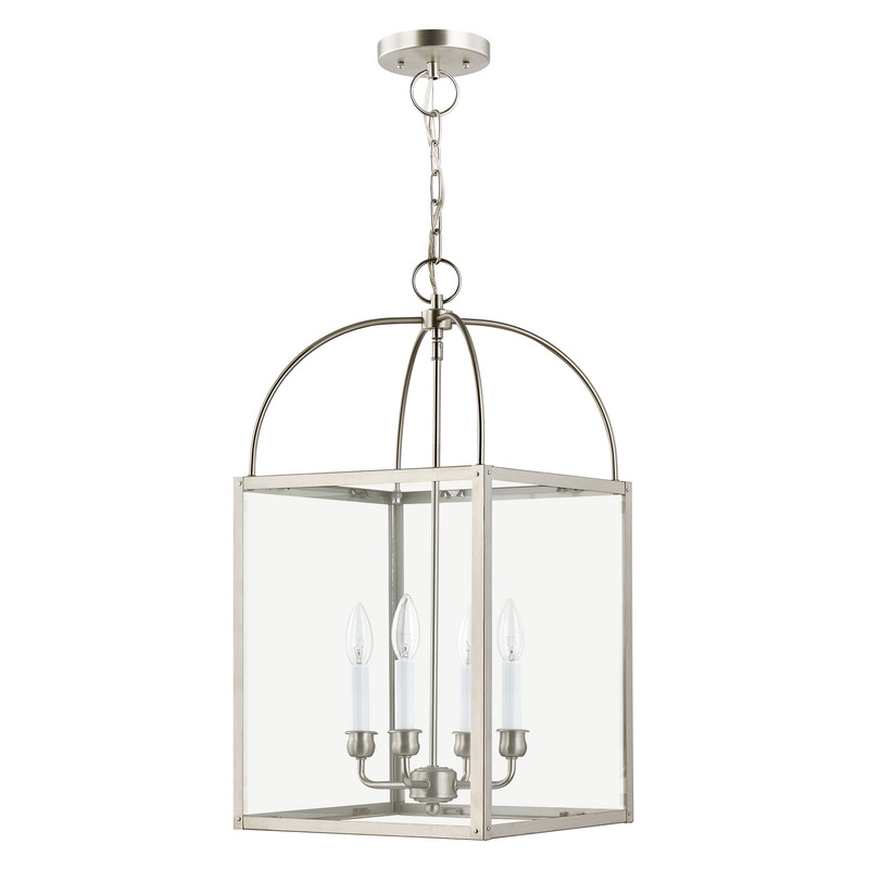 Livex Lighting Milford 4 Light Brushed Nickel Chain Lantern
