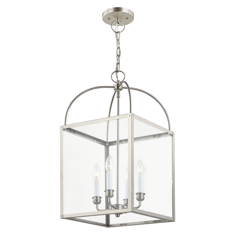 Livex Lighting Milford 4 Light Brushed Nickel Chain Lantern