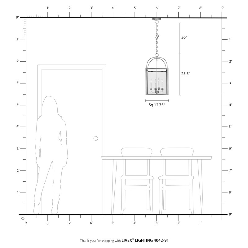 Livex Lighting Milford 4 Light Brushed Nickel Chain Lantern