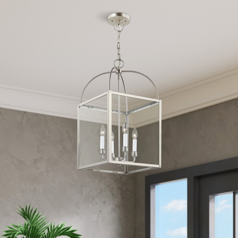 Livex Lighting Milford 4 Light Brushed Nickel Chain Lantern