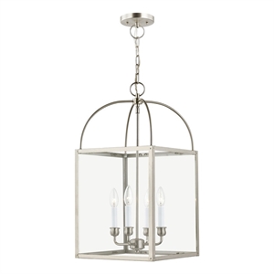 Livex Lighting Milford 4 Light Brushed Nickel Chain Lantern