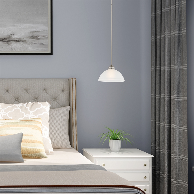 Livex Lighting Somerset 1-Light Contemporary Metal Pendant in Brushed Nickel