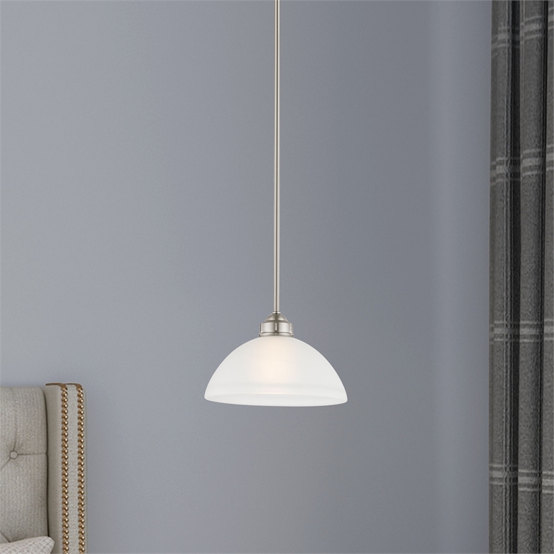 Livex Lighting Somerset 1-Light Contemporary Metal Pendant in Brushed Nickel