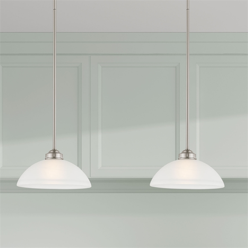 Livex Lighting Somerset 1-Light Contemporary Metal Pendant in Brushed Nickel