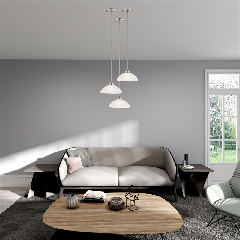 Livex Lighting Somerset 1-Light Contemporary Metal Pendant in Brushed Nickel