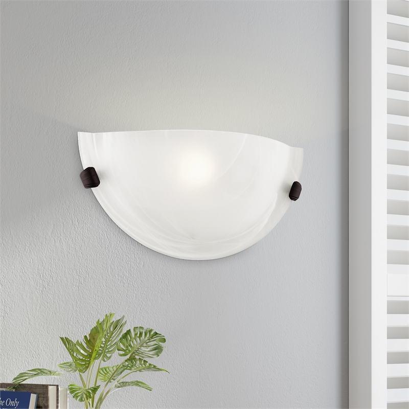 Livex Lighting Oasis 1-Light Metal & Fabric Wall Sconce in Bronze