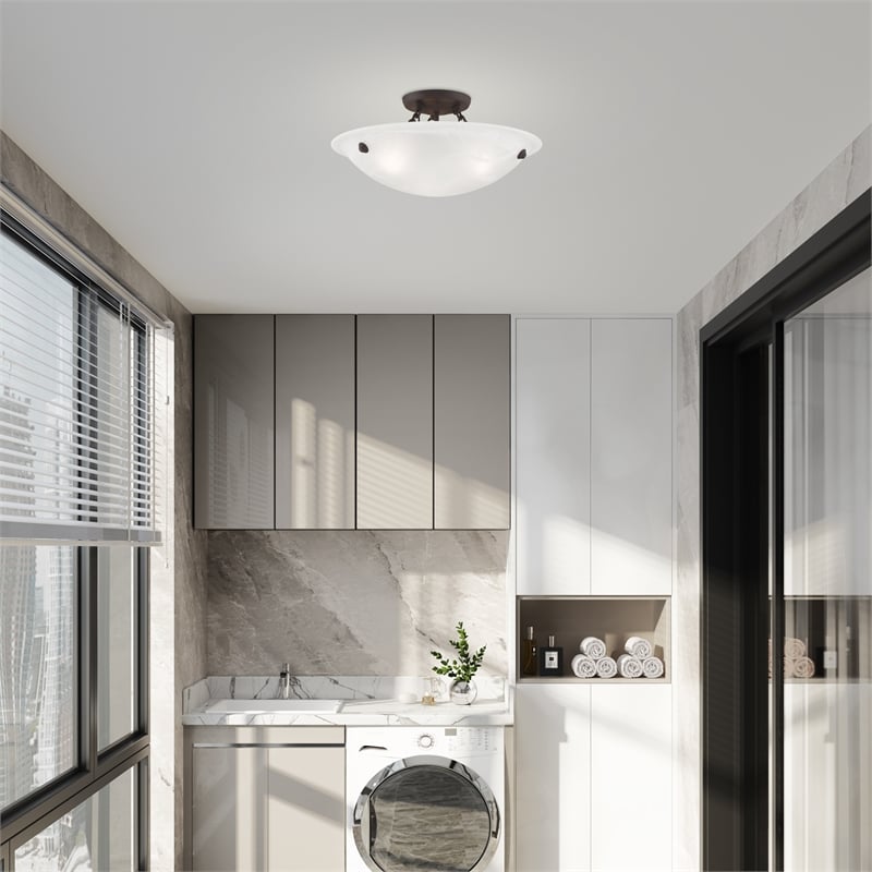 Livex Lighting Oasis 3-Light Contemporary Metal Ceiling Mount in Bronze