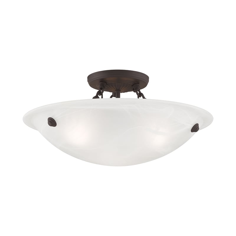 Livex Lighting Oasis 3-Light Contemporary Metal Ceiling Mount in Bronze