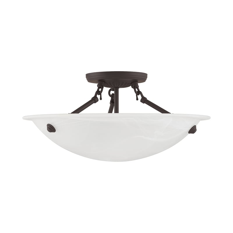 Livex Lighting Oasis 3-Light Contemporary Metal Ceiling Mount in Bronze
