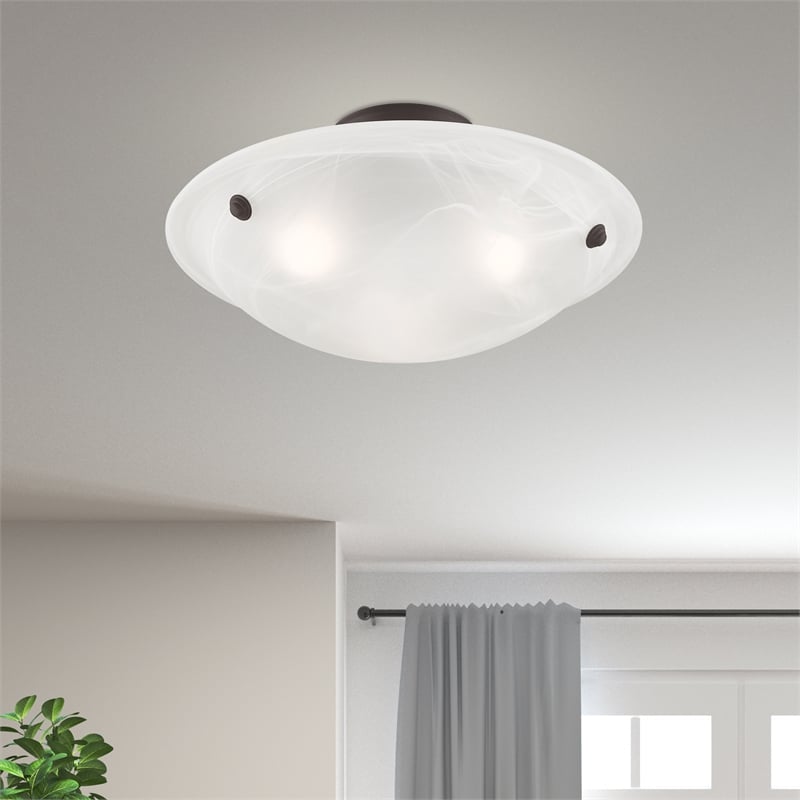 Livex Lighting Oasis 3-Light Contemporary Metal Ceiling Mount in Bronze