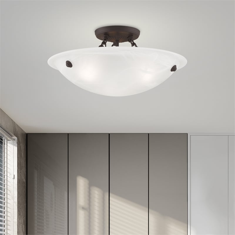 Livex Lighting Oasis 3-Light Contemporary Metal Ceiling Mount in Bronze