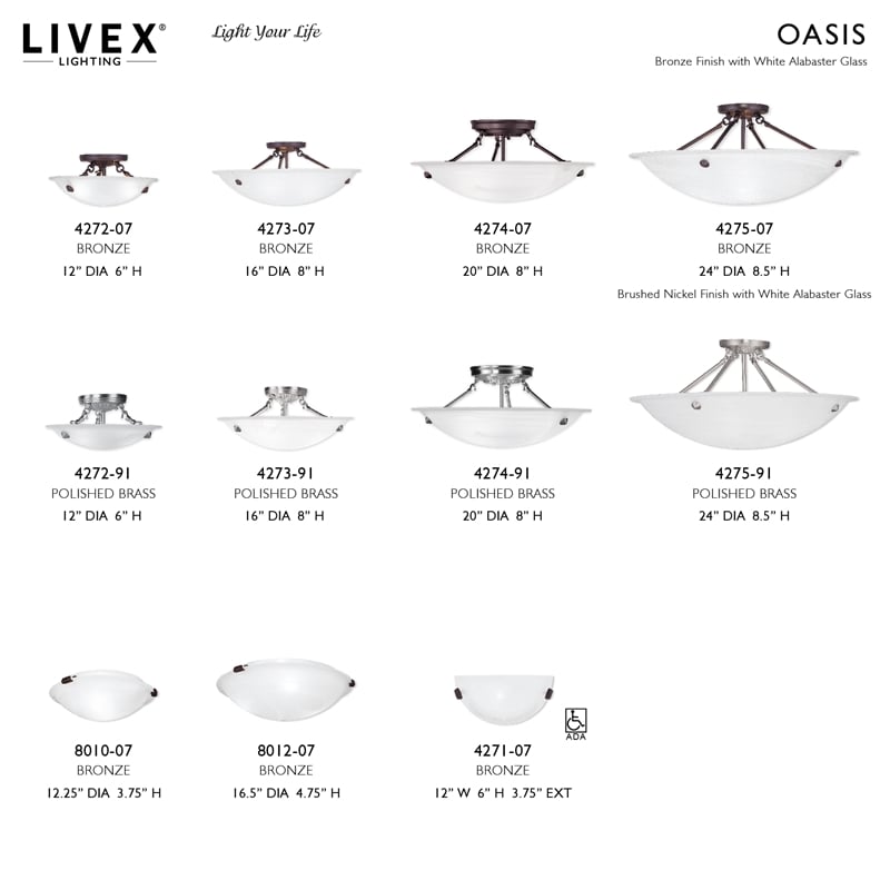 Livex Lighting Oasis 3-Light Contemporary Metal Ceiling Mount in Bronze