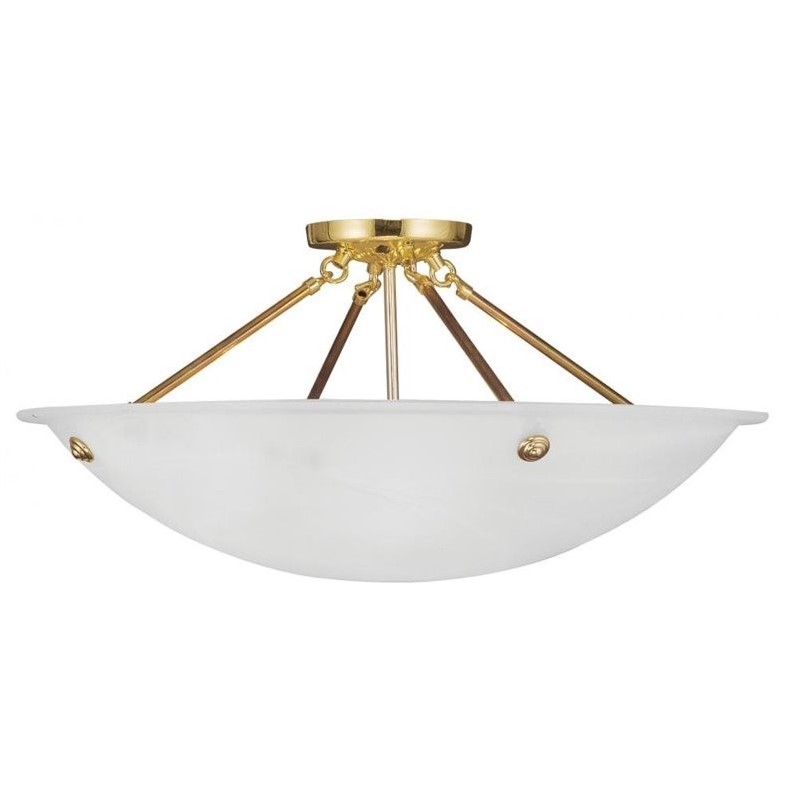 Livex Lighting Oasis Ceiling Mount in Polished Brass